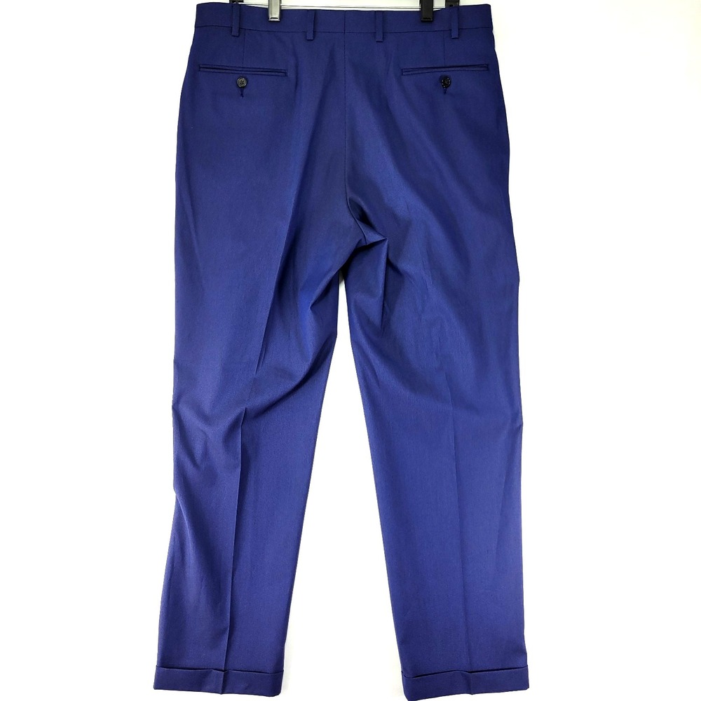 Ralph Lauren Men's Dress Pant Trousers Navy Blue Polyester Blend Pleated 36x32 - Picture 9 of 10